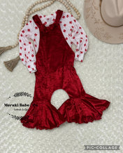 Load image into Gallery viewer, Knotted Overall Jumpsuit 12-18 Mo Big Bells in Red Velvet