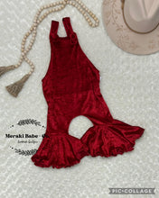 Load image into Gallery viewer, Knotted Overall Jumpsuit 12-18 Mo Big Bells in Red Velvet