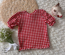 Load image into Gallery viewer, Knotted Overalls Big Bell Cow & Gingham Top 12-18 Mo 726