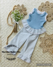Load image into Gallery viewer, Banks Wide Leg Pants &amp; Jasmine Top Blue Gingham &amp; Heart Pockets 719
