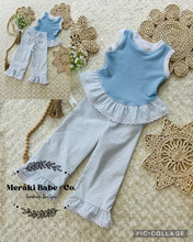 Load image into Gallery viewer, Banks Wide Leg Pants &amp; Jasmine Top Blue Gingham &amp; Heart Pockets 719
