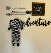 Load image into Gallery viewer, Meadow Romper Black and White Check 626
