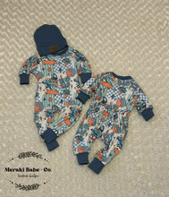 Load image into Gallery viewer, Meadow Romper and Change the World Beanie 626
