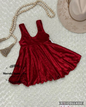 Load image into Gallery viewer, Mira Pinafore Red Velvet Twirl Dress
