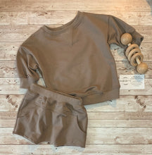 Load image into Gallery viewer, Play Set ~ Fun Sweatshirt &amp; Shorts in Caribou  ~ RTS
