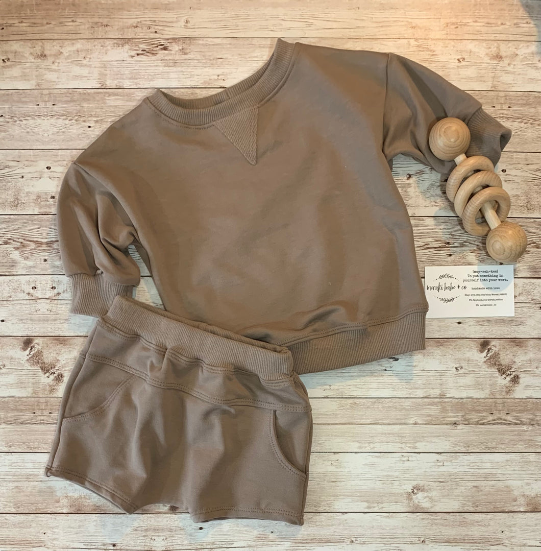 Play Set ~ Fun Sweatshirt & Shorts in Caribou  ~ RTS